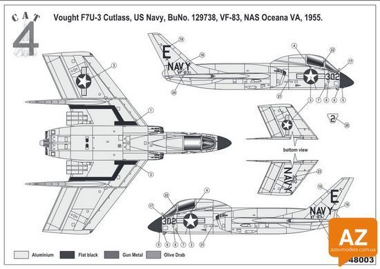 Декали для истребителя Vought F7U Cutlass ранние