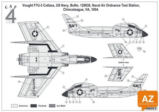 Декали для истребителя Vought F7U Cutlass ранние